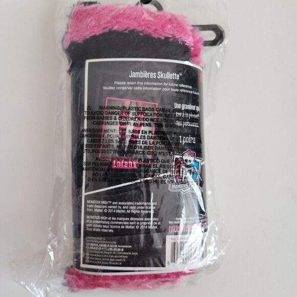 NEW Monster High Skullette Frankie Stein Black/Pink Striped Leg Warmers Child - Picture 5 of 5